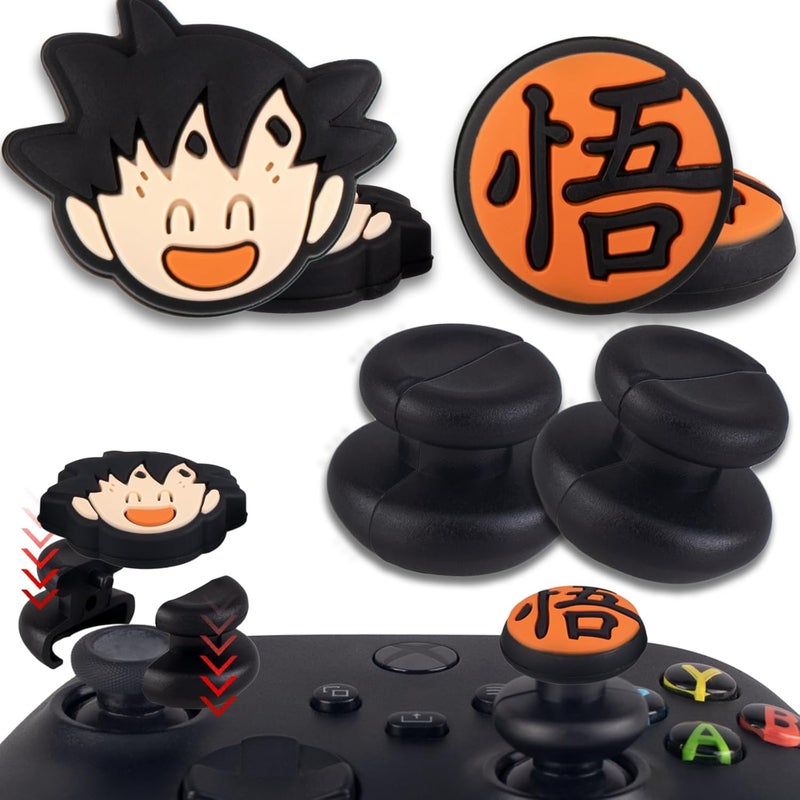 PlayRealm NO Falling Off Thumbstick Extender x 2 & Thumb Grip x 4 for xbox series & xbox one Controller (Goku) - Image 1